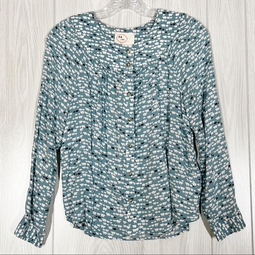 24 Of 52 Conversations |  Glacial Gathering Polar Bear Button Down Blouse